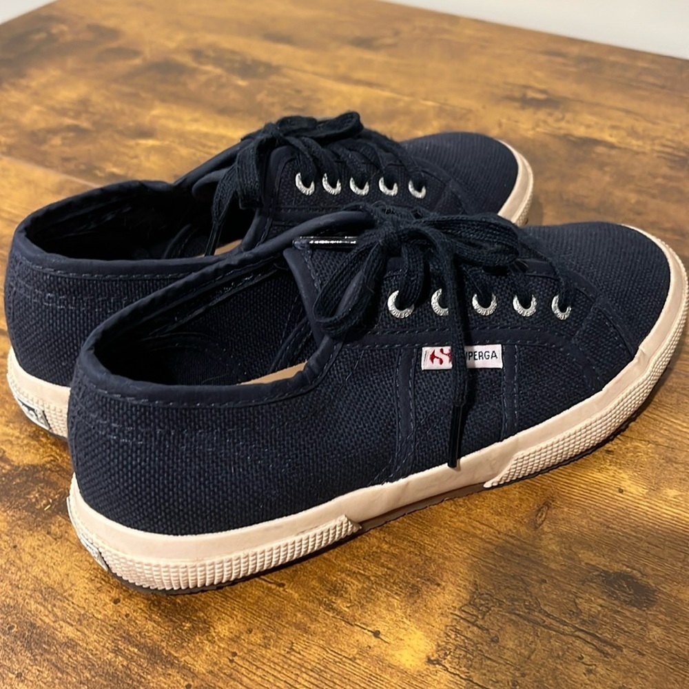 SUPERGA COTU 2750 Canvas Casual Sneakers Kids 2 Classic Navy  Sneakers Like New - Picture 6 of 9